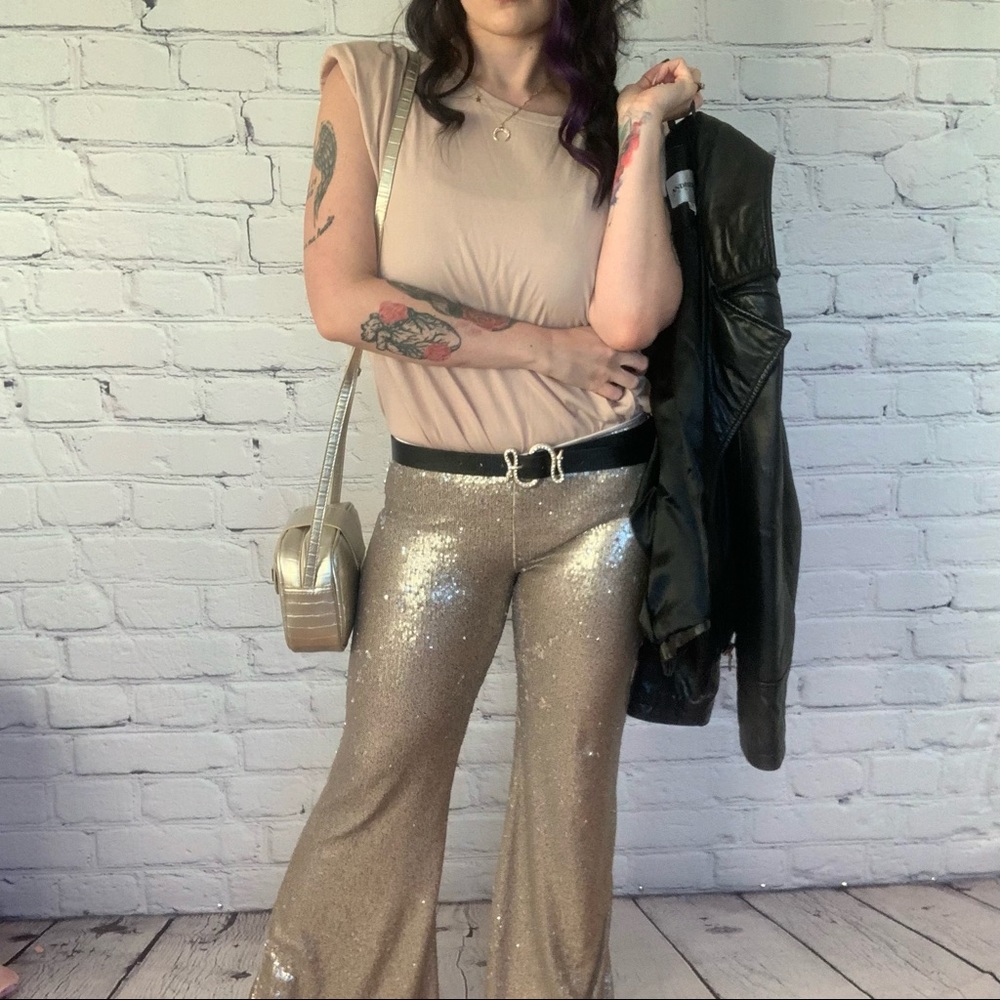 NWT Free People champagne sequin pants